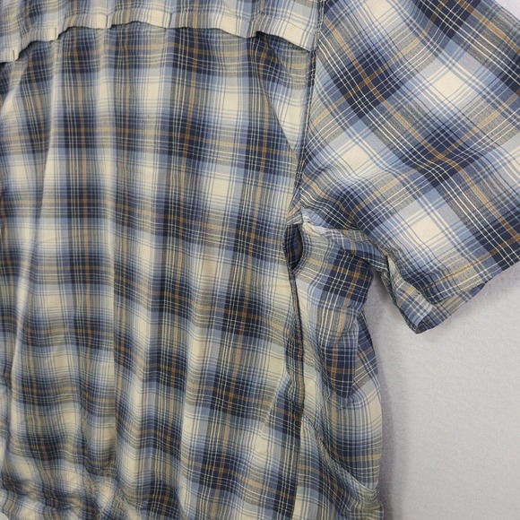Rei Coop Button up Shirt Mens Blue Large Short Sleeve Plaid Outdoor Vented - Picture 10 of 14